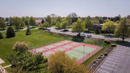 Aerial shot of pickleball courts at Greenfield